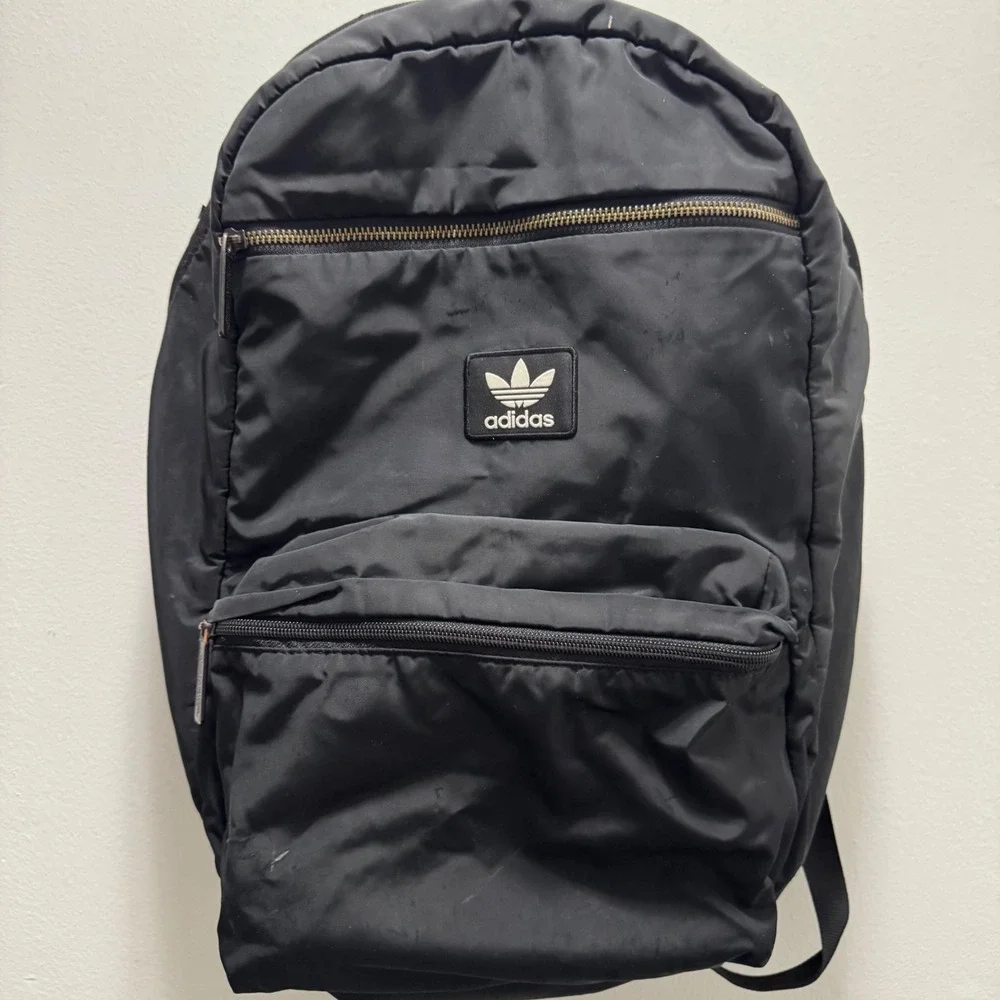 Adidas Originals National Plus Backpack Black Gold Trefoil School Travel Bag